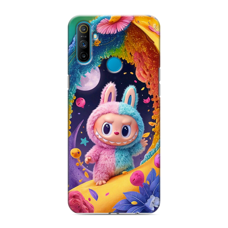 Силиконовый противоударный чехол на Realme C3 с принтом Labubu Лабубу Силиконовый противоударный чехол на Realme C3 с принтом Labubu Лабубу