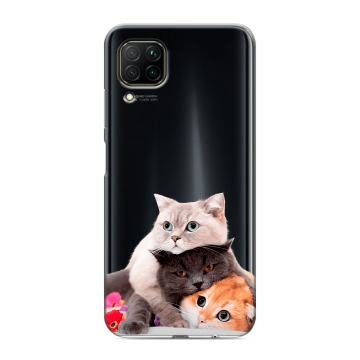 Силиконовый противоударный чехол на Huawei P40 Lite с принтом Кошки