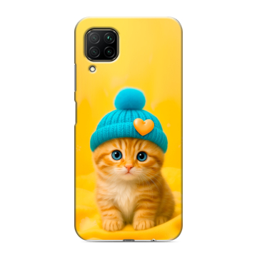 Силиконовый противоударный чехол на Huawei P40 Lite с принтом Котенок в шапке Силиконовый противоударный чехол на Huawei P40 Lite с принтом Котенок в шапке