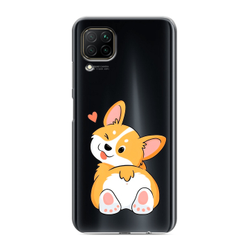 Силиконовый противоударный чехол на Huawei P40 Lite с принтом Корги
