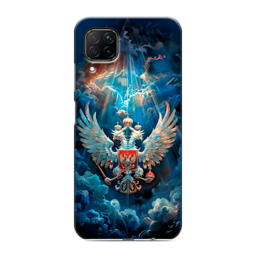 Силиконовый противоударный чехол на Huawei P40 Lite с принтом Герб флаг России