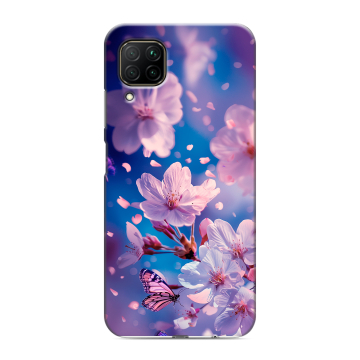 Силиконовый противоударный чехол на Huawei P40 Lite с принтом цветы бабочки