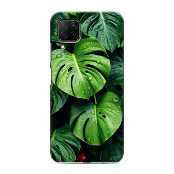 Силиконовый противоударный чехол на Huawei P40 Lite с принтом Листья