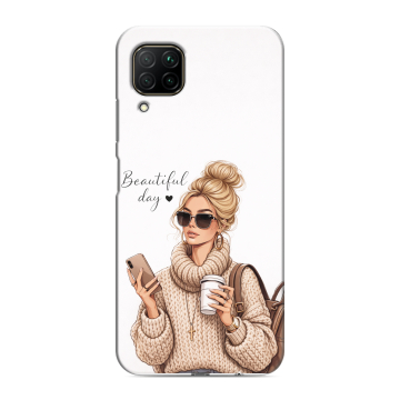 Силиконовый противоударный чехол на Huawei P40 Lite с принтом женский Силиконовый противоударный чехол на Huawei P40 Lite с принтом женский