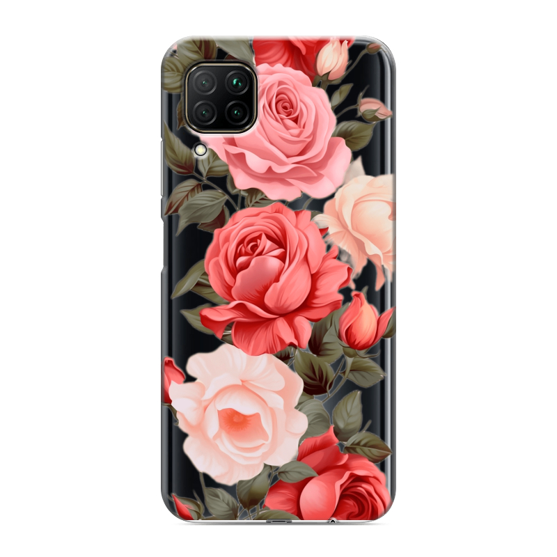 Силиконовый противоударный чехол на Huawei P40 Lite с принтом Розы Силиконовый противоударный чехол на Huawei P40 Lite с принтом Розы