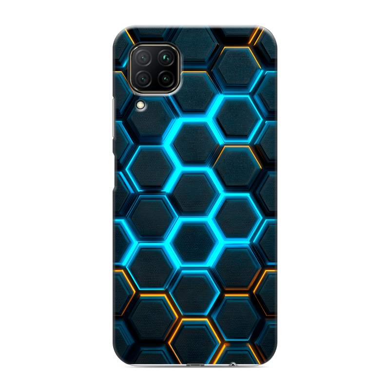 Силиконовый противоударный чехол на Huawei P40 Lite с принтом Неоновые соты Силиконовый противоударный чехол на Huawei P40 Lite с принтом Неоновые соты