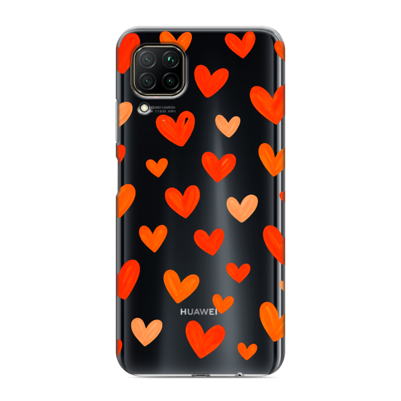 Силиконовый противоударный чехол на Huawei P40 Lite с принтом Сердечки Силиконовый противоударный чехол на Huawei P40 Lite с принтом Сердечки