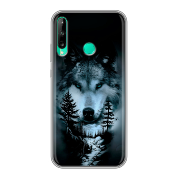 Силиконовый чехол на Huawei P40 Lite E с принтом Лесной волк