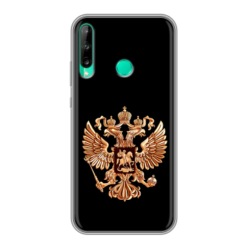 Силиконовый чехол на Huawei P40 Lite E с принтом Герб России золотой