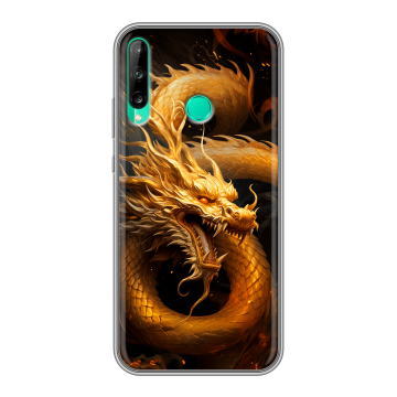 Силиконовый чехол на Huawei P40 Lite E с принтом Золотой дракон