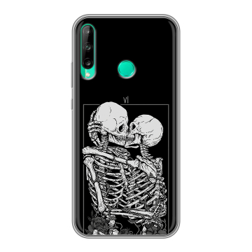 Силиконовый чехол на Huawei P40 Lite E с принтом Поцелуй скелетов