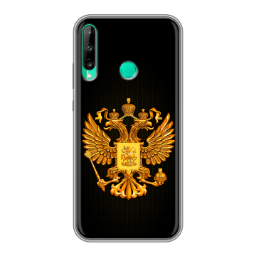 Силиконовый чехол на Huawei P40 Lite E с принтом Герб России желтый