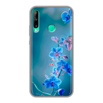 Силиконовый чехол на Huawei P40 Lite E с принтом Голубые цветы
