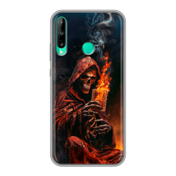 Силиконовый чехол на Huawei P40 Lite E с принтом Скелет и карты