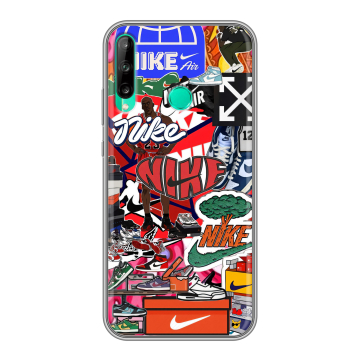 Силиконовый чехол на Huawei P40 Lite E с принтом Найк Nike яркий