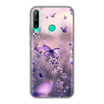 Силиконовый чехол на Huawei P40 Lite E с принтом бабочки и лаванда