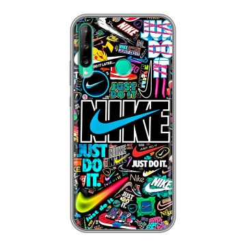 Силиконовый чехол на Huawei P40 Lite E с принтом найк nike черный