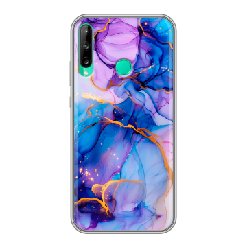 Силиконовый чехол на Huawei P40 Lite E с принтом синий мрамор