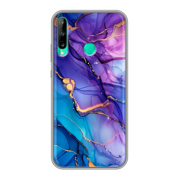 Силиконовый чехол на Huawei P40 Lite E с принтом синий мрамор Силиконовый чехол на Huawei P40 Lite E с принтом синий мрамор