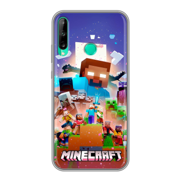 Силиконовый чехол на Huawei P40 Lite E с принтом Майнкрафт Minecraft