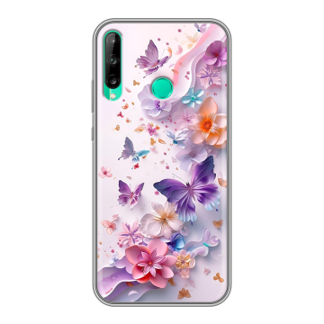 Силиконовый чехол на Huawei P40 Lite E с принтом цветы бабочки