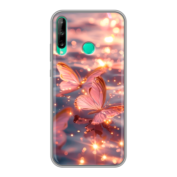 Силиконовый чехол на Huawei P40 Lite E с принтом бабочки розовые