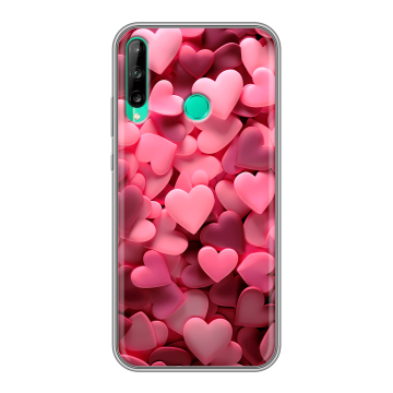 Силиконовый чехол на Huawei P40 Lite E с принтом розовые сердечки
