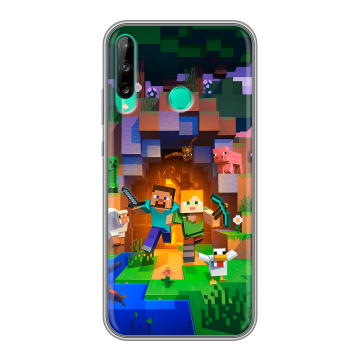 Силиконовый чехол на Huawei P40 Lite E с принтом Майнкрафт Minecraft