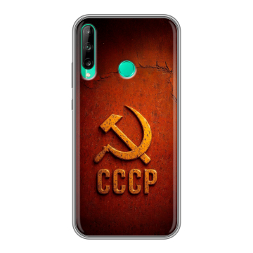 Силиконовый чехол на Huawei P40 Lite E с принтом Флаг Герб СССР
