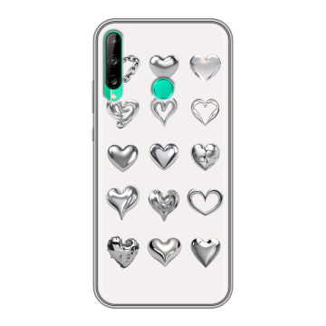 Силиконовый чехол на Huawei P40 Lite E с принтом Y2K сердечки Силиконовый чехол на Huawei P40 Lite E с принтом Y2K сердечки