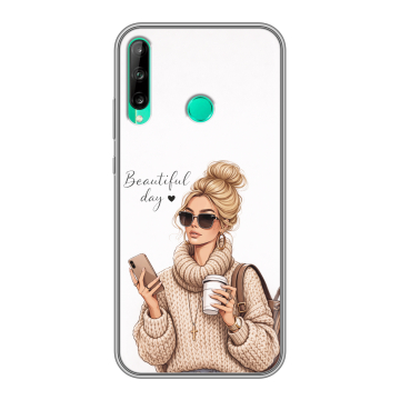 Силиконовый чехол на Huawei P40 Lite E с принтом женский