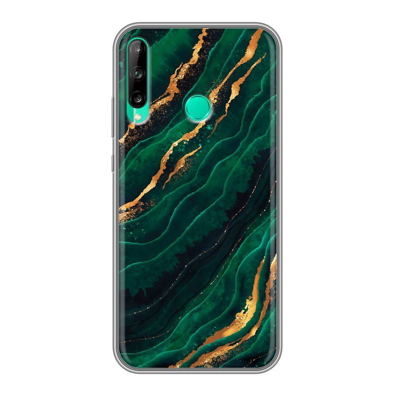 Силиконовый чехол на Huawei P40 Lite E с принтом Мрамор зеленое золото Силиконовый чехол на Huawei P40 Lite E с принтом Мрамор зеленое золото