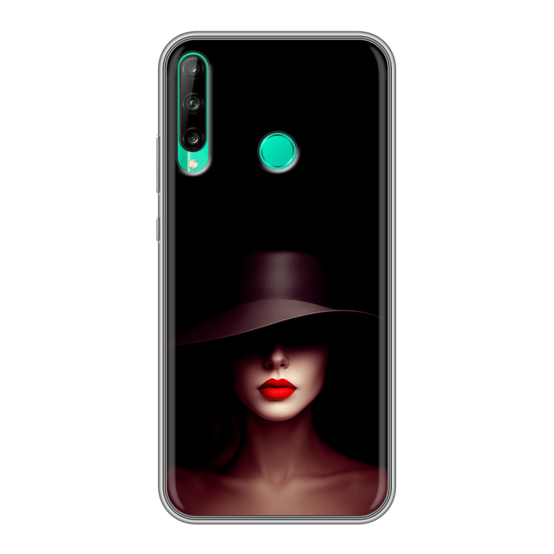 Силиконовый чехол на Huawei P40 Lite E с принтом Девушка в шляпе Силиконовый чехол на Huawei P40 Lite E с принтом Девушка в шляпе