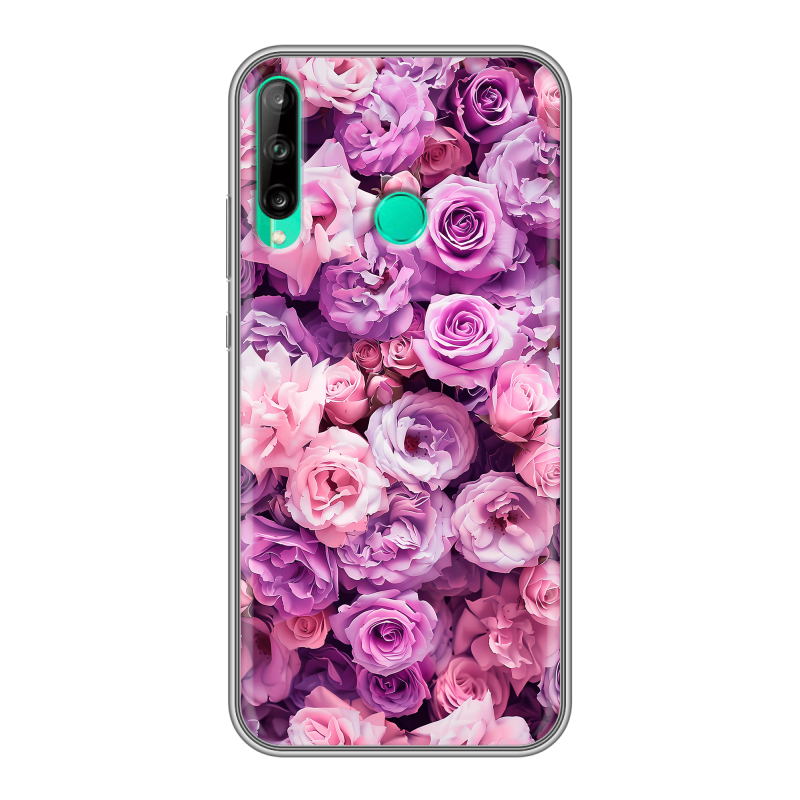 Силиконовый чехол на Huawei P40 Lite E с принтом лавандовые розы Силиконовый чехол на Huawei P40 Lite E с принтом лавандовые розы