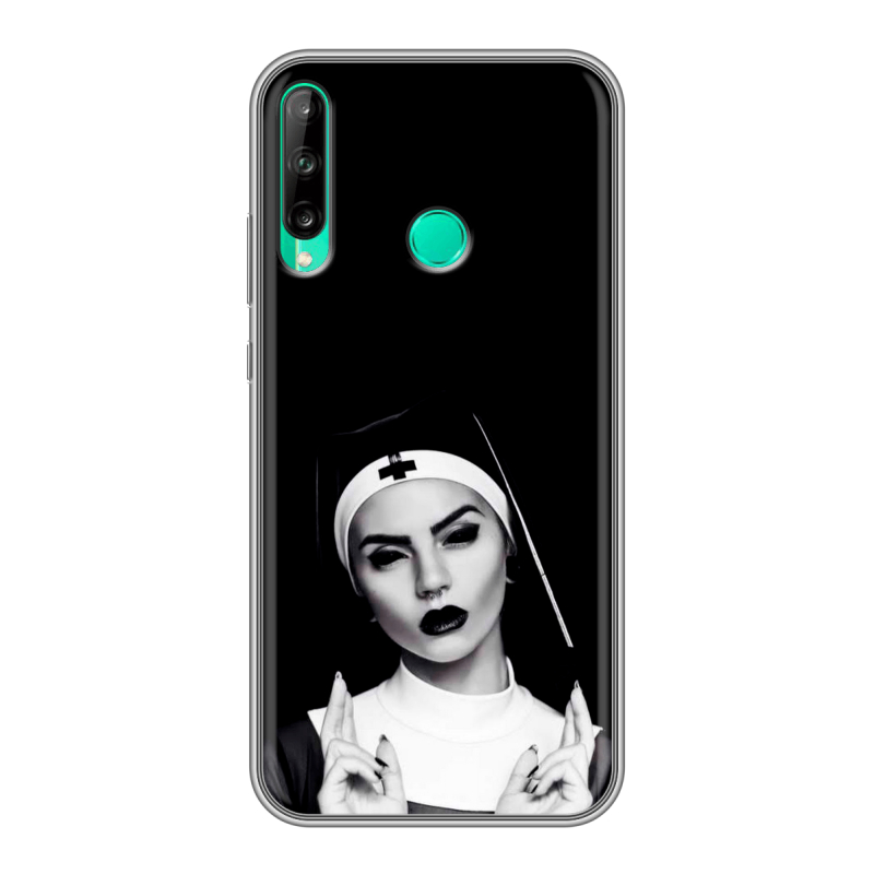 Силиконовый чехол на Huawei P40 Lite E с принтом монашка Силиконовый чехол на Huawei P40 Lite E с принтом монашка