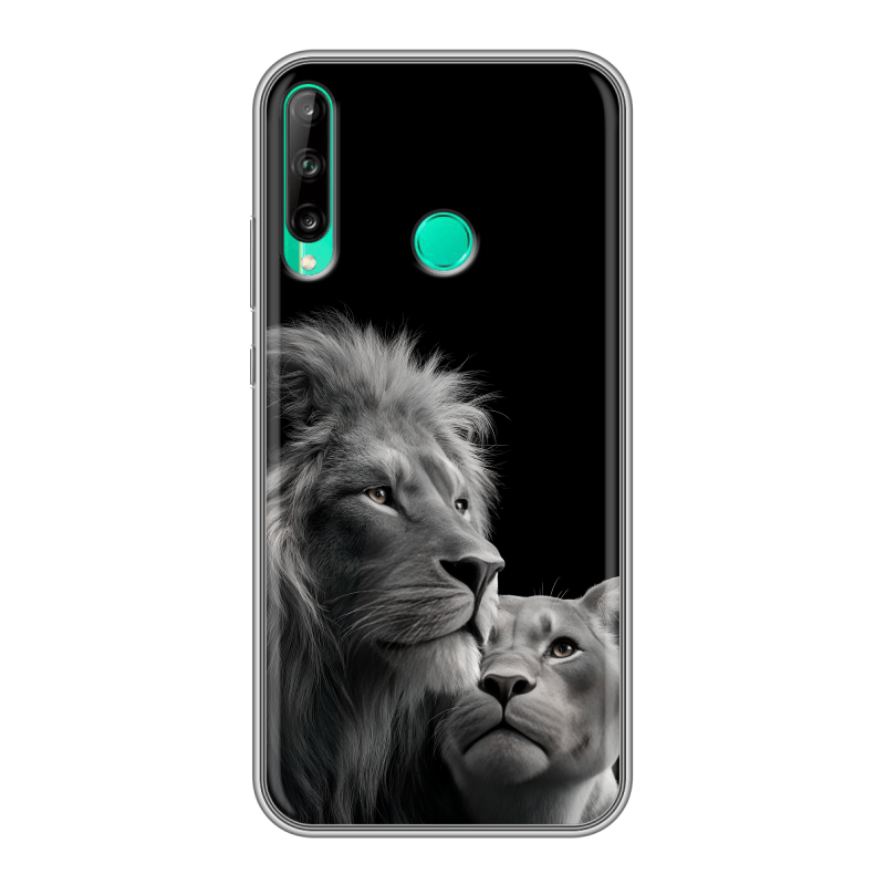 Силиконовый чехол на Huawei P40 Lite E с принтом Лев кошки Силиконовый чехол на Huawei P40 Lite E с принтом Лев кошки