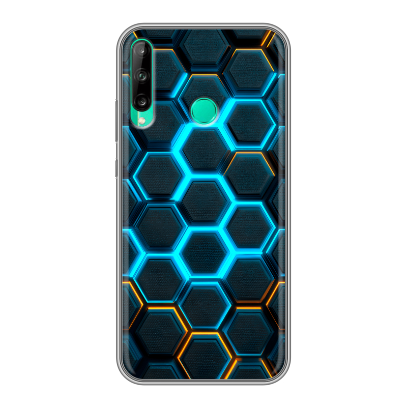 Силиконовый чехол на Huawei P40 Lite E с принтом Неоновые соты Силиконовый чехол на Huawei P40 Lite E с принтом Неоновые соты
