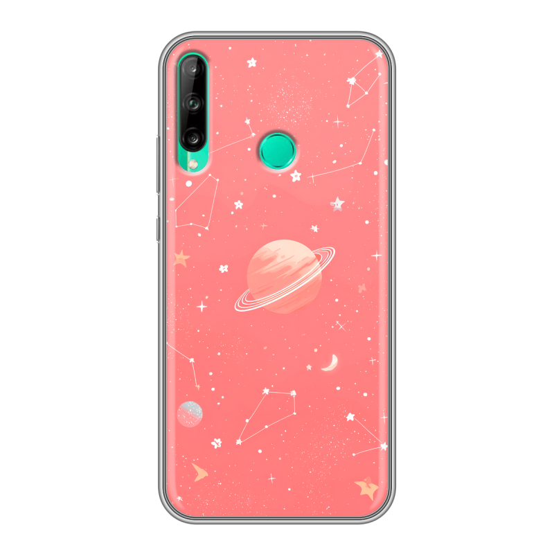 Силиконовый чехол на Huawei P40 Lite E с принтом Розовый космос Силиконовый чехол на Huawei P40 Lite E с принтом Розовый космос