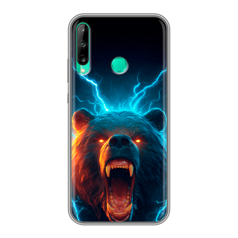 Силиконовый чехол на Huawei P40 Lite E с принтом Медведь Силиконовый чехол на Huawei P40 Lite E с принтом Медведь