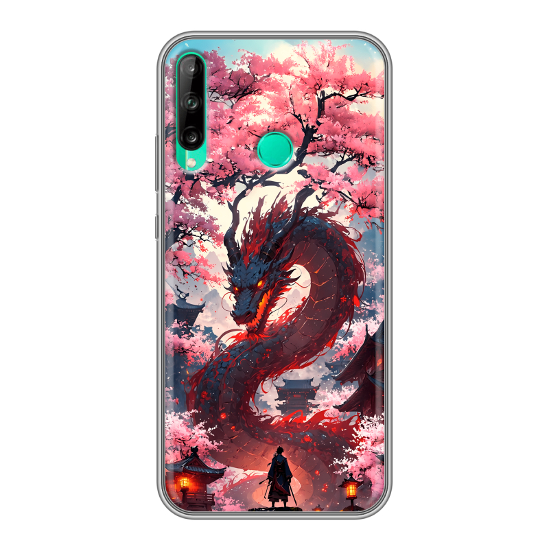Силиконовый чехол на Huawei P40 Lite E с принтом Дракон Японский Силиконовый чехол на Huawei P40 Lite E с принтом Дракон Японский