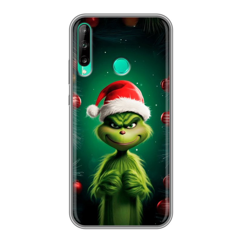 Силиконовый чехол на Huawei P40 Lite E с принтом Гринч Новый год Рождество Силиконовый чехол на Huawei P40 Lite E с принтом Гринч Новый год Рождество