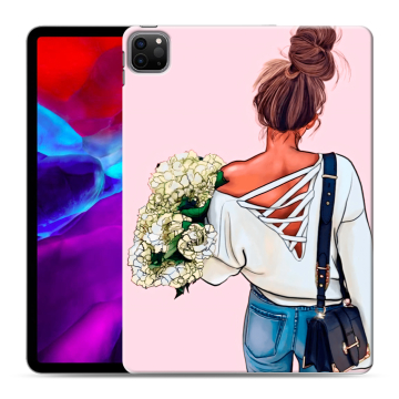 Силиконовый чехол на планшета Ipad Pro 11 (2020) с принтом Девушка и букет Силиконовый чехол на планшета Ipad Pro 11 (2020) с принтом Девушка и букет
