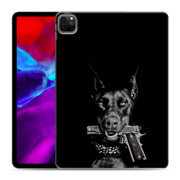 Силиконовый чехол на планшета Ipad Pro 11 (2020) с принтом Доберман и пистолет Силиконовый чехол на планшета Ipad Pro 11 (2020) с принтом Доберман и пистолет