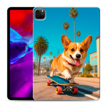 Силиконовый чехол на Ipad Pro 11 (2020) с принтом Корги на скейте Силиконовый чехол на Ipad Pro 11 (2020) с принтом Корги на скейте