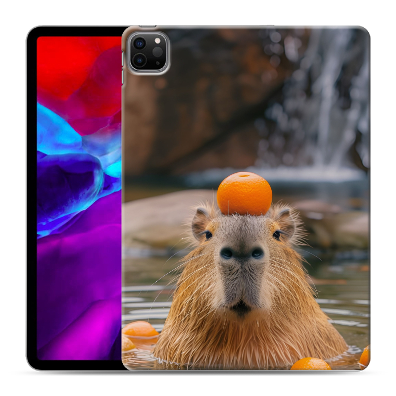 Силиконовый противоударный чехол на Ipad Pro 11 (2020) с принтом Капибара с апельсином Силиконовый противоударный чехол на Ipad Pro 11 (2020) с принтом Капибара с апельсином