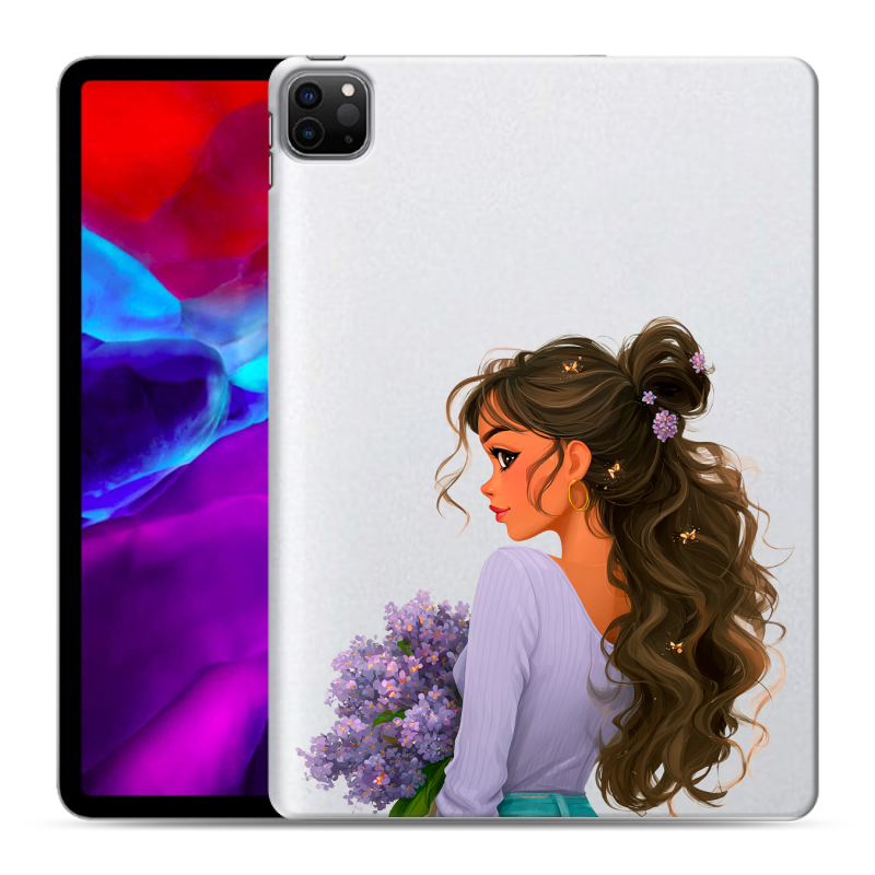 Силиконовый чехол на Ipad Pro 11 (2020) с принтом девушка цветы Силиконовый чехол на Ipad Pro 11 (2020) с принтом девушка цветы