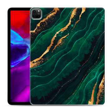 Силиконовый чехол на планшета Ipad Pro 12.9 (2020) с принтом Мрамор зеленое золото