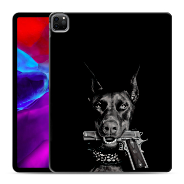 Силиконовый чехол на планшета Ipad Pro 12.9 (2020) с принтом Доберман и пистолет