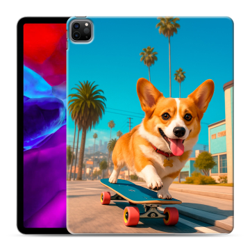 Силиконовый чехол на Ipad Pro 12.9 (2020) с принтом Корги на скейте