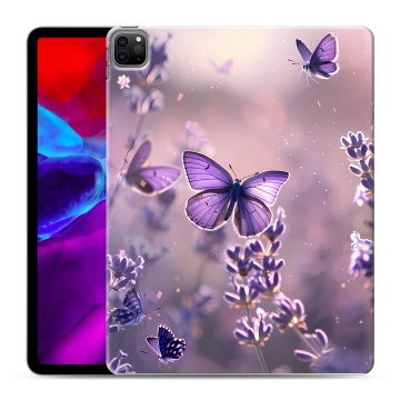 Силиконовый чехол на Ipad Pro 12.9 (2020) с принтом бабочки и лаванда